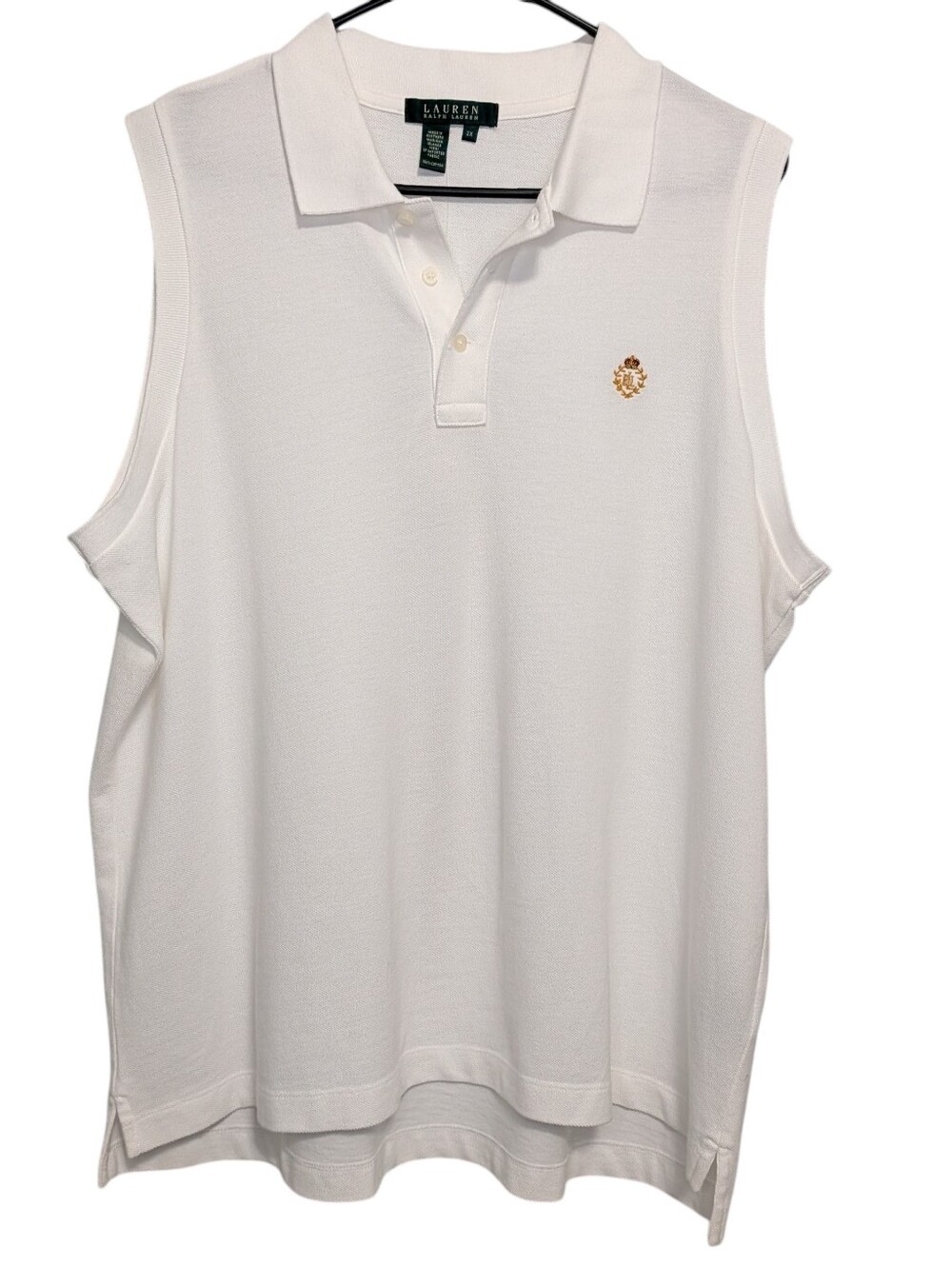 Lauren Ralph Lauren Womens 2X Polo White Top Preppy Tenniscore Coastal Preppy